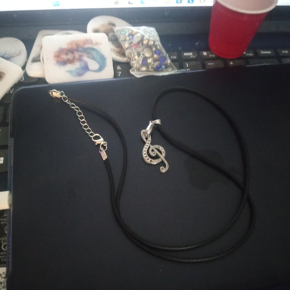 Handmade Silver Plated Music Note Lyric Necklace